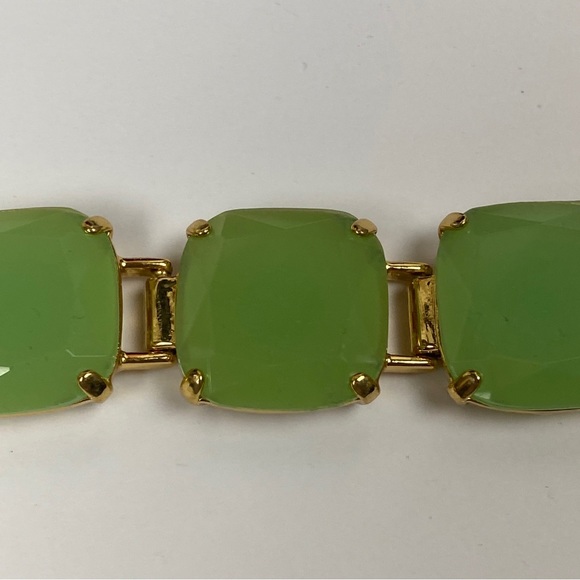Kate Spade New York Green Stone Square Block Gold Tone Bracelet 7 inches - Picture 4 of 5